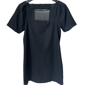 BCBG Black Mini Cocktail Dress Puff Sleeves Open Back Size 2